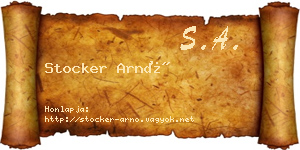 Stocker Arnó névjegykártya